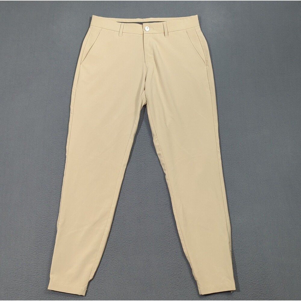 Primo Pants Men's 31 Regular Beige Joggers Ankle Zip Performance Stretch Golf